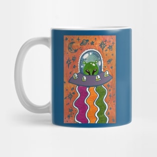 Colorful Drawing of a Happy Little Alien Mug